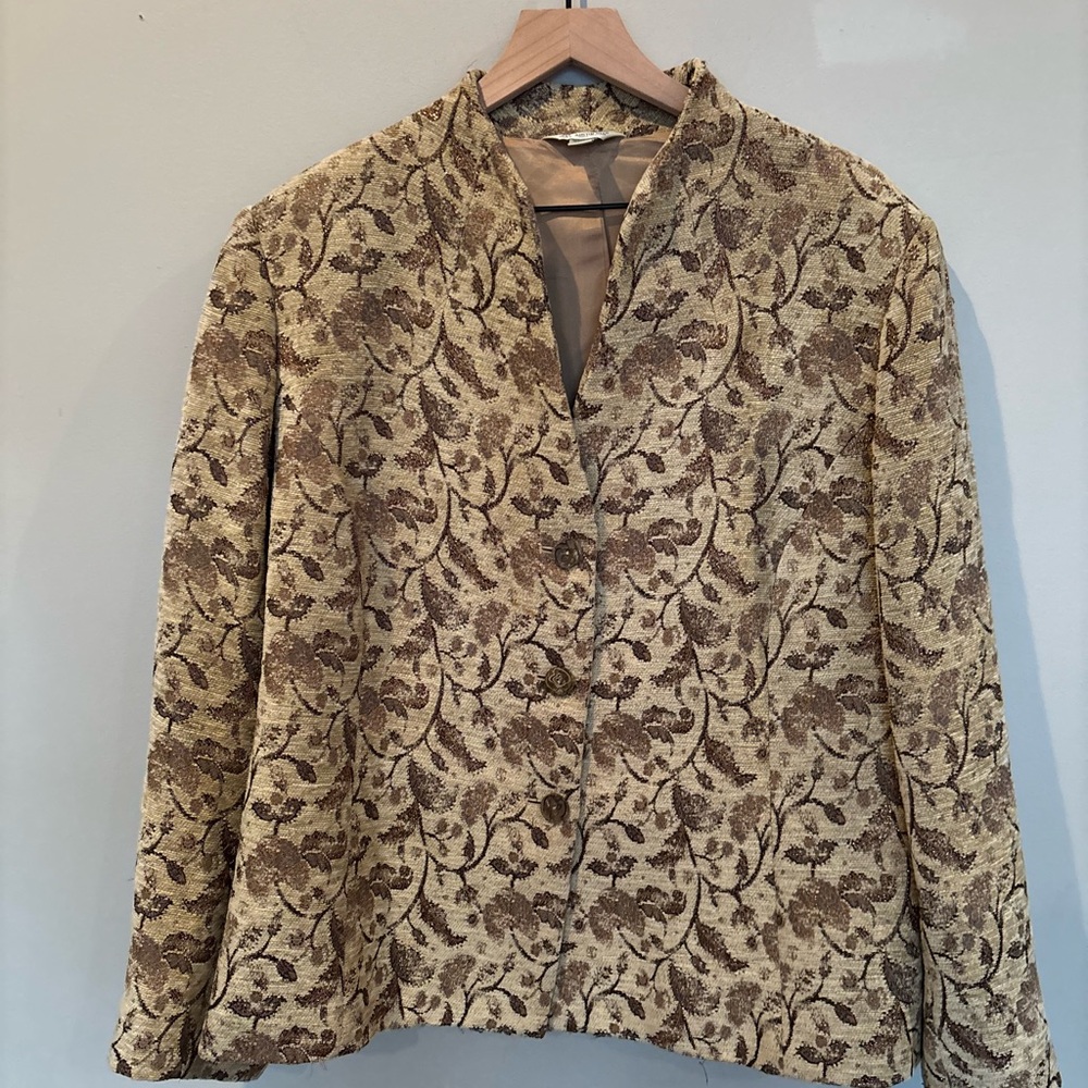 Austin Reed Gold and Brown Textured Jacket Blazer Lurex Brocade